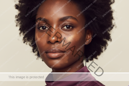 Black woman with rich brown skin in an editorial portrait for post-inflammatory hyperpigmentation timeline on deep skin