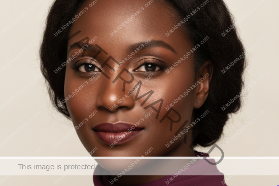 Black woman with rich brown skin in an editorial portrait for the bbb simple skincare reset checklist for melanin-rich skin