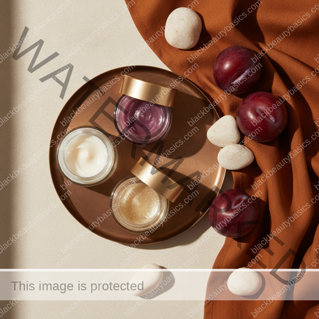 Unlabeled skincare products representing practical choices for the bbb simple skincare reset checklist for melanin-rich skin
