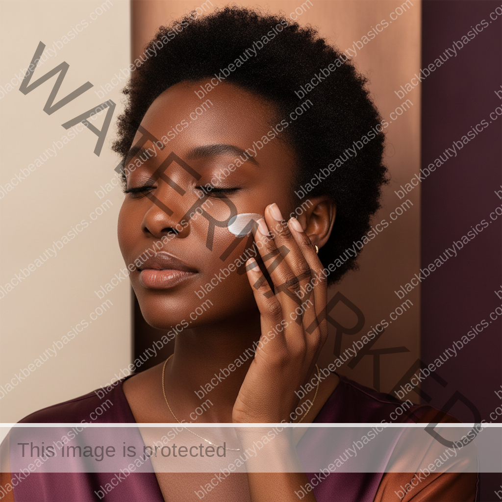 Black woman following a gentle skincare step for the best skincare routine for black women who use prescription acne treatments