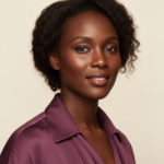 Black woman with rich brown skin in an editorial portrait for the best skincare routine for black women who use prescription acne treatments