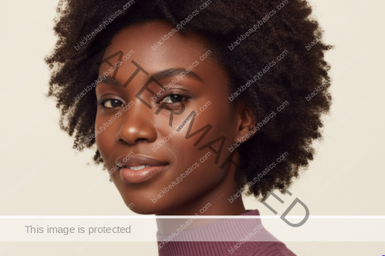 Black woman with rich brown skin in an editorial portrait for what to keep and what to pause during a skin reset